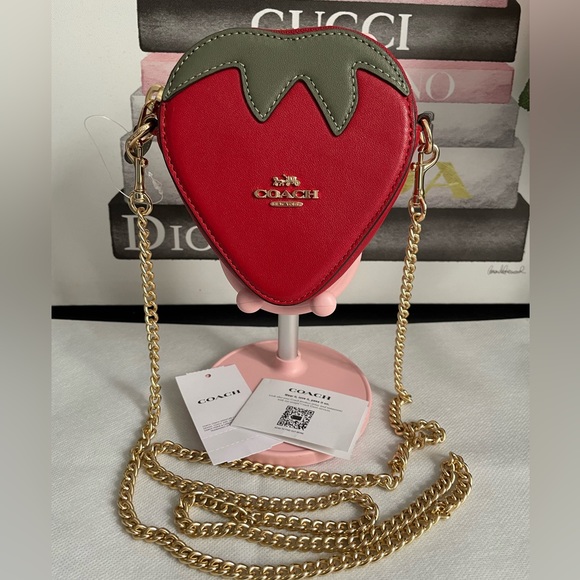 Coach Bags Nwt Coach Strawberry Coin Case With Crossbody Chain
